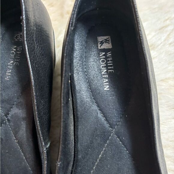 White Mountain Black Leather Ballet Wedges size 8 - Picture 3 of 8